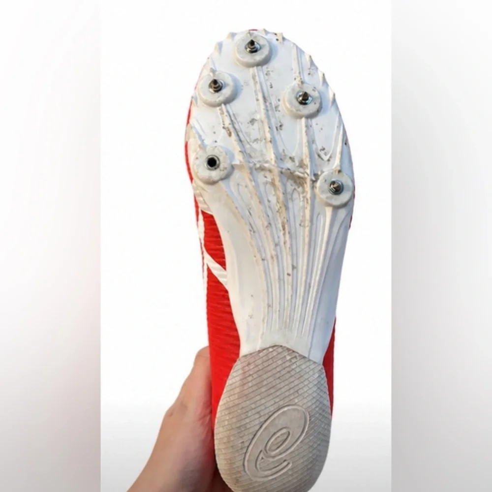 Red Track Spike Shoe - White Cleat Sole